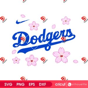 LA Dodgers Cherry Blossom Vector SVG PNG, Los Angeles Dodgers Logo SVG PNG