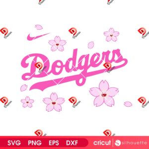 LA Dodgers Cherry Blossom Vector SVG PNG, Los Angeles Dodgers Logo SVG PNG