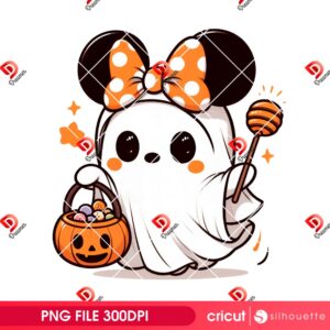 Minnie Mouse Baby Ghost PNG, Cute Disney Boo Halloween PNG, Minnie Trick Or Treat PNG