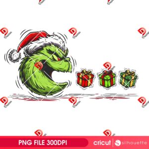 Pacman Grinchmas PNG, Funny Grinch Merry Christmas PNG
