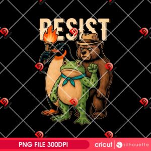 Portland Frog Protester PNG, Resist Animals PNG, Vintage Protest Frog PNG