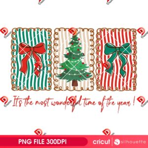Preppy Christmas PNG Design, It's The Most Wonderful Time Of The Year PNG, Christmas Doodle Coquette PNG