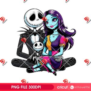 Retro Halloween Jack And Sally PNG, Nightmare Before Christmas Jack Skellington Family PNG