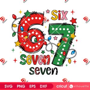 67 Meme Christmas Lights SVG PNG, Christmas Six Seven Trending SVG PNG