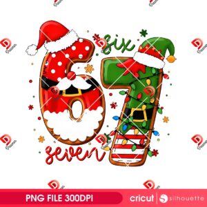 67 Meme Trending Christmas PNG, Funny Santa And Elf Holiday PNG, Six Seven Santa Claus PNG