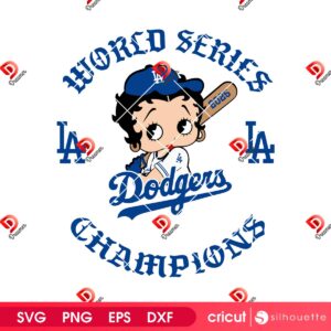 Betty Boop LA Dodgers Champions 2025 PNG SVG, World Series Champs 2025 Los Angeles Dodgers PNG SVG