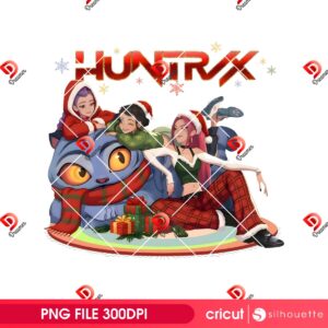 Christmas Huntrix Derpy Cat And Saja Girls PNG, Huntrix Demon Hunters Christmas 2025 PNG