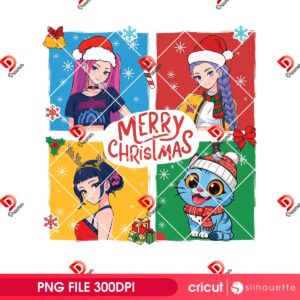 Christmas Kpop Saja Girls 2025 PNG, Merry Xmas Demon Hunters Kpop PNG