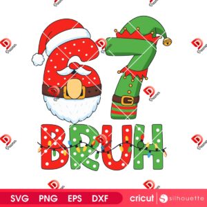 Christmas Six Seven Bruh SVG PNG, 67 Meme Christmas SVG PNG Design, Merry Xmas Six Seven Santa Claus PNG SVG
