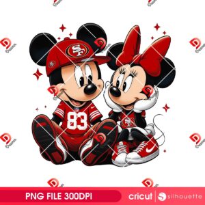 Couple Disney Mouse SF 49ers PNG, Mickey Minnie San Francisco 49ers Football PNG, Original Designed by SVG Dreamer