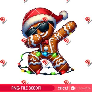 Dabbing Christmas Gingerbread PNG, Dabbing Cookie PNG, Gingerbread With Santa Hat PNG