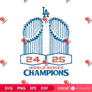 Dodgers Back To Back 2024 2025 SVG PNG, LA Dodgers World Series Champions 2024 2025 PNG SVG
