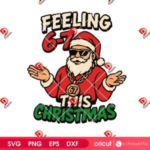 Feeling 6-7 This Christmas Santa Claus SVG PNG, Merry Xmas Six Seven Meme Santa SVG PNG