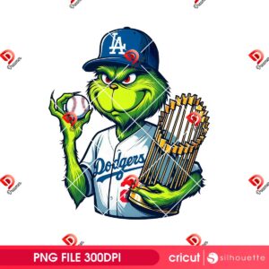 Grinchmas LA Dodgers World Series Champions 2025 PNG, Los Angeles Dodgers Christmas Grinch PNG