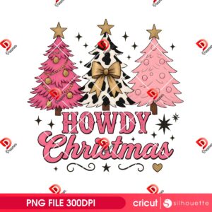 Howdy Christmas PNG, Cowgirl Western Tree PNG Design