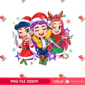 Huntrix Kpop Christmas Saja Girls PNG, Mira Rumi Zoey Christmas PNG, Demon Hunters Christmas PNG