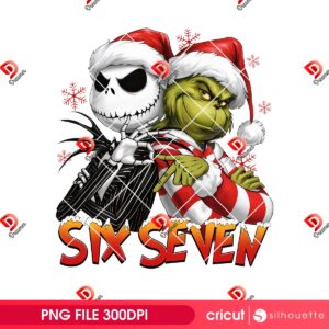 Jack Skellington And Grinchmas 67 Meme PNG, Six Seven Christmas Trending Meme PNG