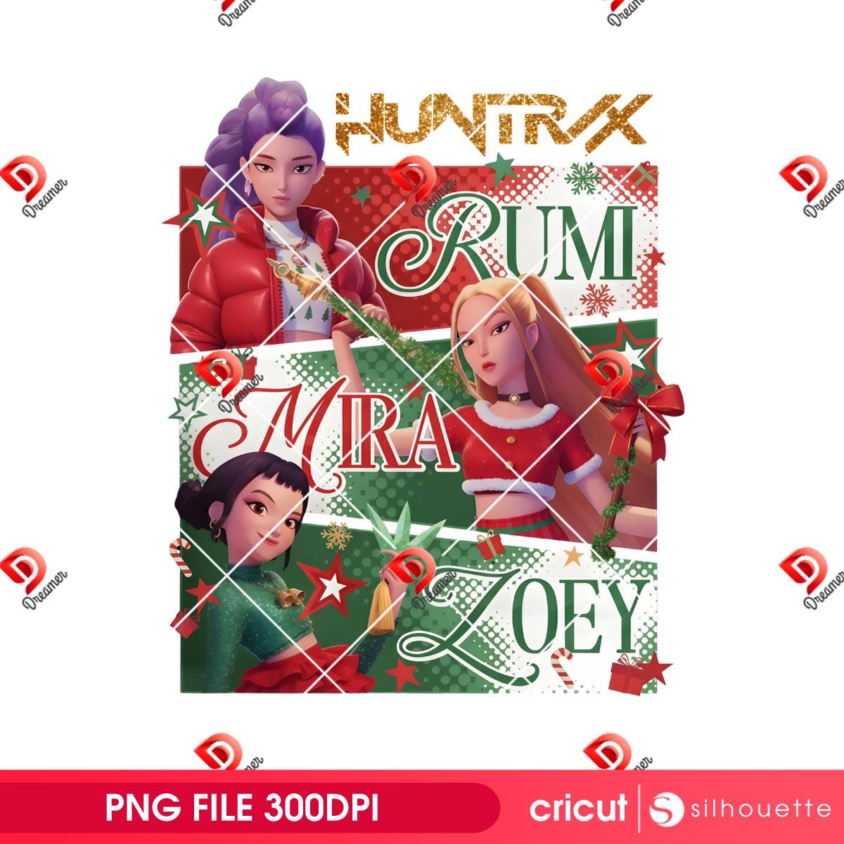 Kpop Huntrix Christmas 2025 Design PNG, Rumi Mira Zoey Christmas PNG, Demon Hunters Saja Girls Xmas PNG 2 Kpop Huntrix Christmas 2025 Design PNG, Rumi Mira Zoey Christmas PNG, Demon Hunters Saja Girls Xmas PNG