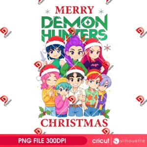 Merry Christmas Demon Hunters Kpop PNG, Kpop Huntrix Saja Boys Saja Girl Christmas PNG
