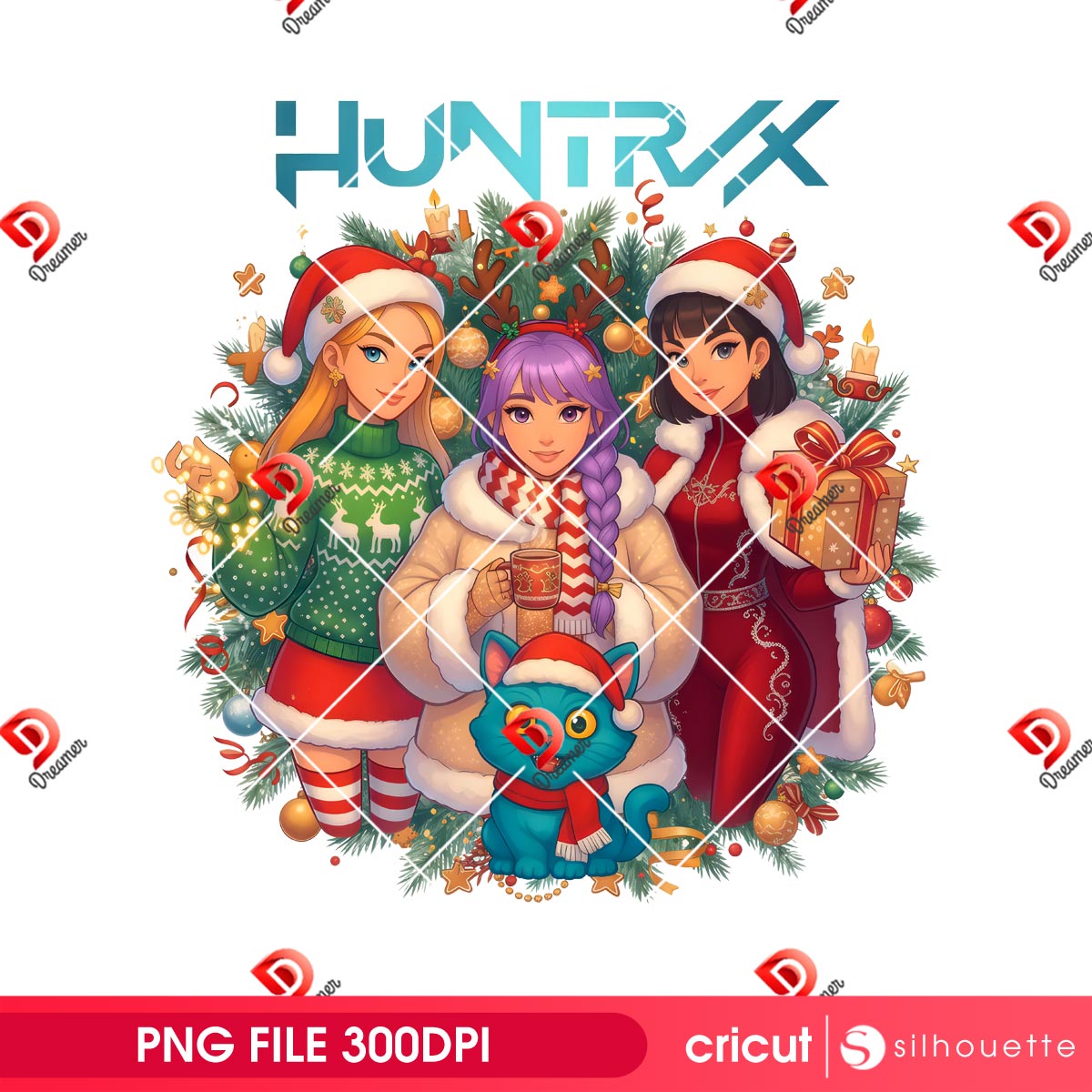 Merry Christmas Huntrix PNG, Xmas Saja Girls Kpop Demon Hunters PNG 1 Merry Christmas Huntrix PNG, Xmas Saja Girls Kpop Demon Hunters PNG