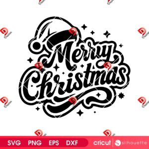 Merry Christmas Santa Claus Hat SVG PNG, Vintage Christmas Quotes SVG PNG