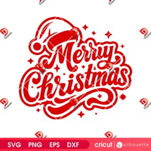 Merry Christmas Santa Claus Hat SVG PNG, Vintage Christmas Quotes SVG PNG