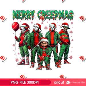Merry Creepmas Classic Horror Friends PNG, Horror Killers Christmas PNG
