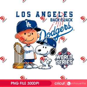 Peanuts Dodgers World Series Champions 2025 PNG, Snoopy Charlie Browns Dodgers PNG