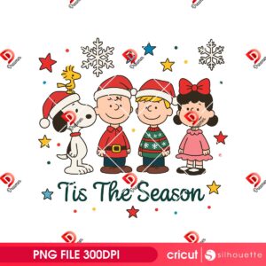 Peanuts Friends Christmas PNG, Snoopy Charlie Brown Merry Christmas PNG, Tis The Season PNG