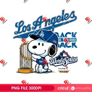 Snoopy LA Dodgers Champions 2025 PNG, Los Angeles Dodgers Back To Back World Series Champions PNG