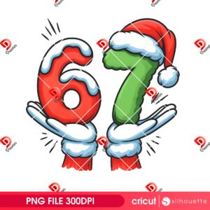 67 Christmas Santa Hands PNG, Santa Claus Xmas Six Seven Meme PNG Design