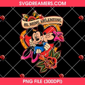 Be Mine Valentine Couple Mickey Minnie Mouse PNG, Disney Friends Valentines Day PNG