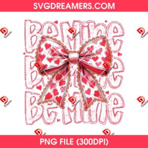 Be Mine Valentine Pink Coquette Bow PNG