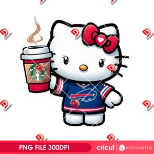 Buffalo Bills Hello Kitty With Starbucks Coffee PNG