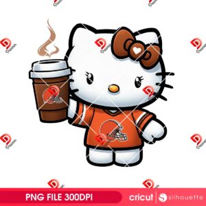 Cleveland Browns Hello Kitty With Coffee PNG