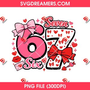 Coquette Bow Valentine 67 Meme PNG, Trending Six Seven Valentines Day PNG