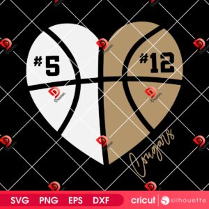 Cougars Basketball Heart SVG PNG