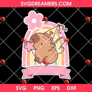 Cute Capybara Happy Birthday SVG PNG File