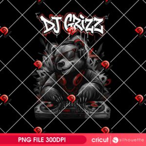 DJ Grizz PNG, Bear DJ Music Producer Design PNG