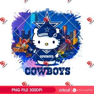 Dallas Cowboys Hello Kitty PNG Digital File, NFL Cowboys Kawaii Hello Kitty PNG