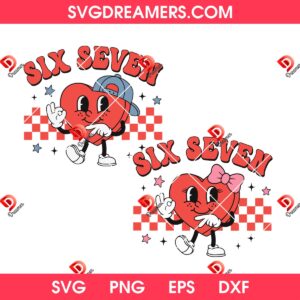 Funny Six Seven Heart SVG PNG, Boy And Girl Valentine SVG PNG, Funny Valentine 67 Meme Trending SVG PNG