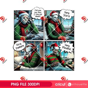 Horror Friends Movie Christmas 2025 PNG, Merry Creepmas 2025 Horror Killers PNG