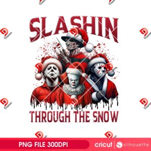 Horror Slashin Through The Snow PNG, Horror Friends Christmas 2025 PNG, Killers Xmas 2025 PNG