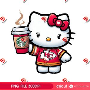 Kansas City Chiefs Hello Kitty With Starbucks Coffee PNG