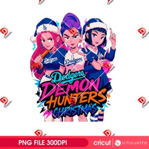 Kpop Demon Hunters Christmas LA Dodgers 2025 PNG, Huntrix Saja Girls Christmas Baseball Dodgers PNG