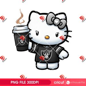 Las Vegas Raiders Hello Kitty With Coffee PNG