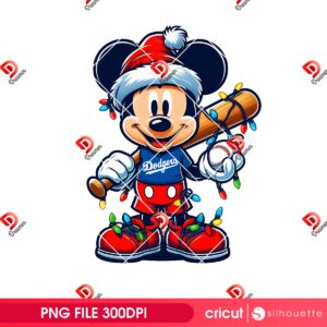Mickey Dodgers Christmas PNG, Merry Xmas 2025 LA Dodgers Disney Mickey Mouse PNG