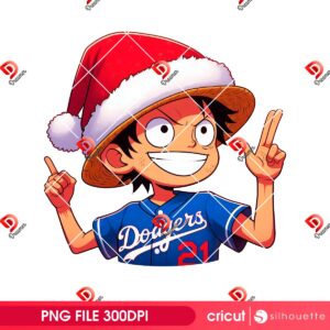 Monkey D Luffy LA Dodgers Christmas PNG, One Piece Merry Xmas 2025 PNG