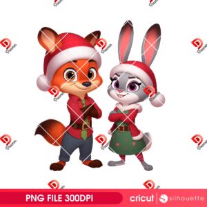 Nick And Judy Christmas 2025 PNG, Disney Zootopia Christmas PNG