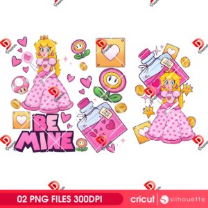 Peach Princess Super Mario Be Mine Valentine PNG, Happy Valentines Day Game Character PNG